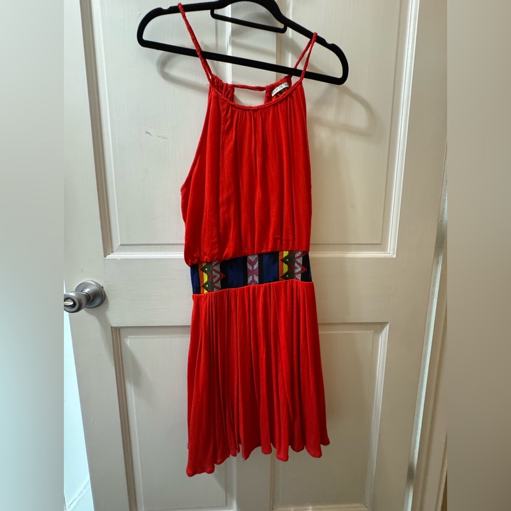 Red Sleeveless Midi Dress